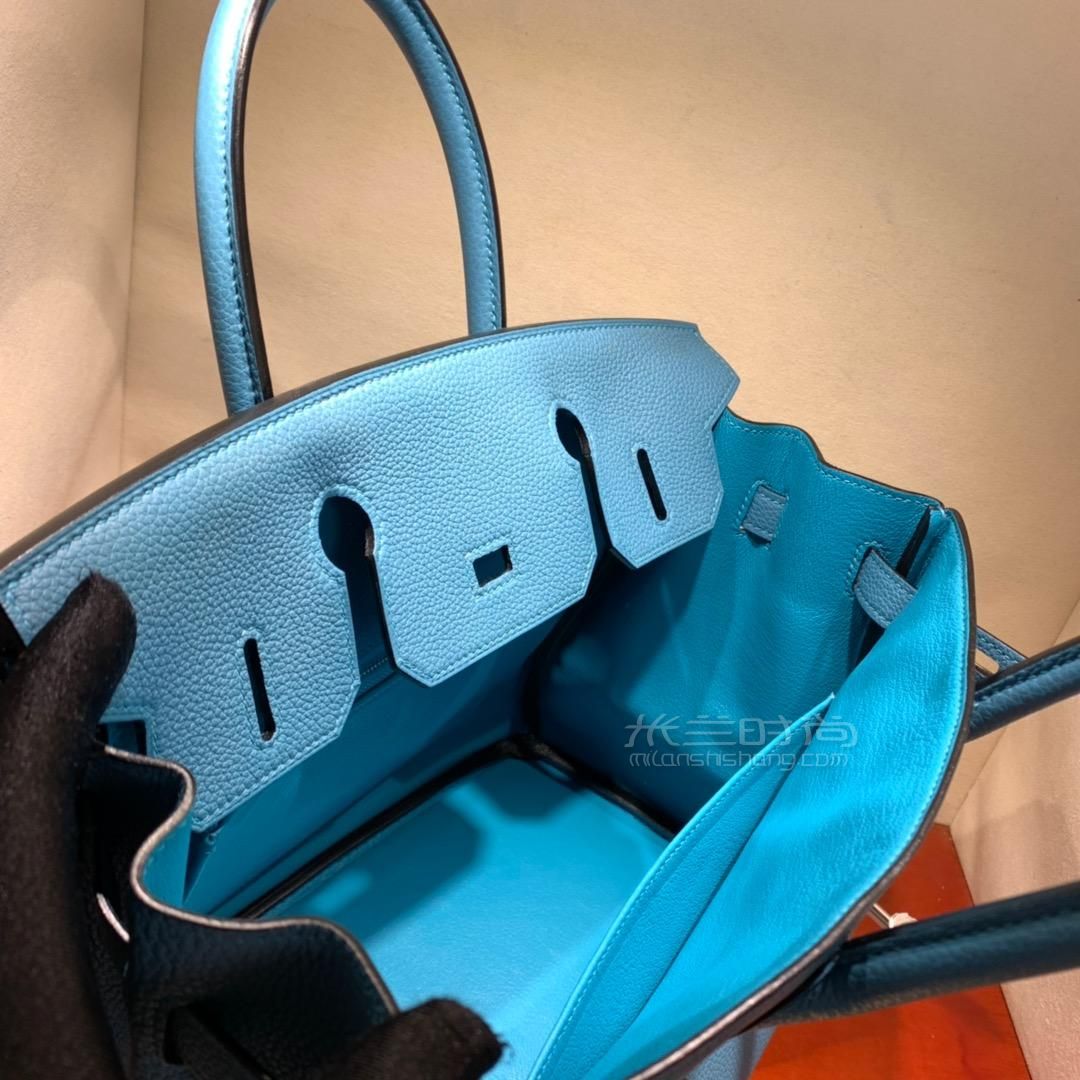 愛馬仕鉑金包hermes birkin 30cm togo 7b松石藍 金-銀扣 蜜蠟全手縫