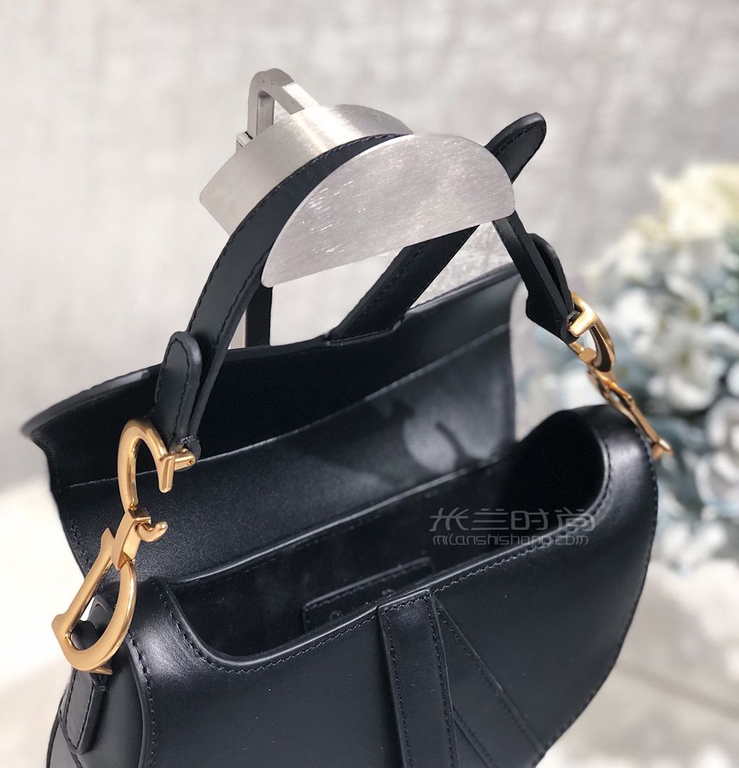 dior saddle bag迪奧馬鞍包 黑色光面小牛皮復古包 女士手提斜背小號