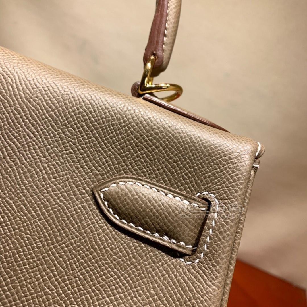 愛馬仕凱莉包hermes kelly 28cm epsom內縫 18大象灰 金銀扣 蜜蠟線全