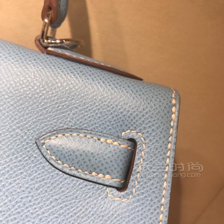 愛馬仕凱莉包hermes kelly 28cm epsom n7天空藍 銀扣 蜜蠟線手縫