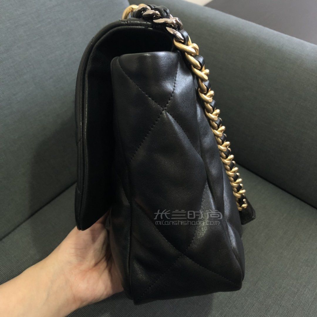 香奈儿19包chanel19bag黑色斜挎女包中号30cm原厂进口皮